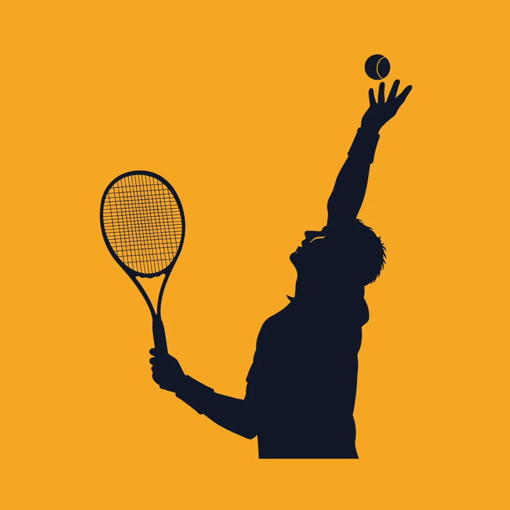 Tennis player serving representing Grand Slam, ATP, and WTA tournament betting on CricBet99