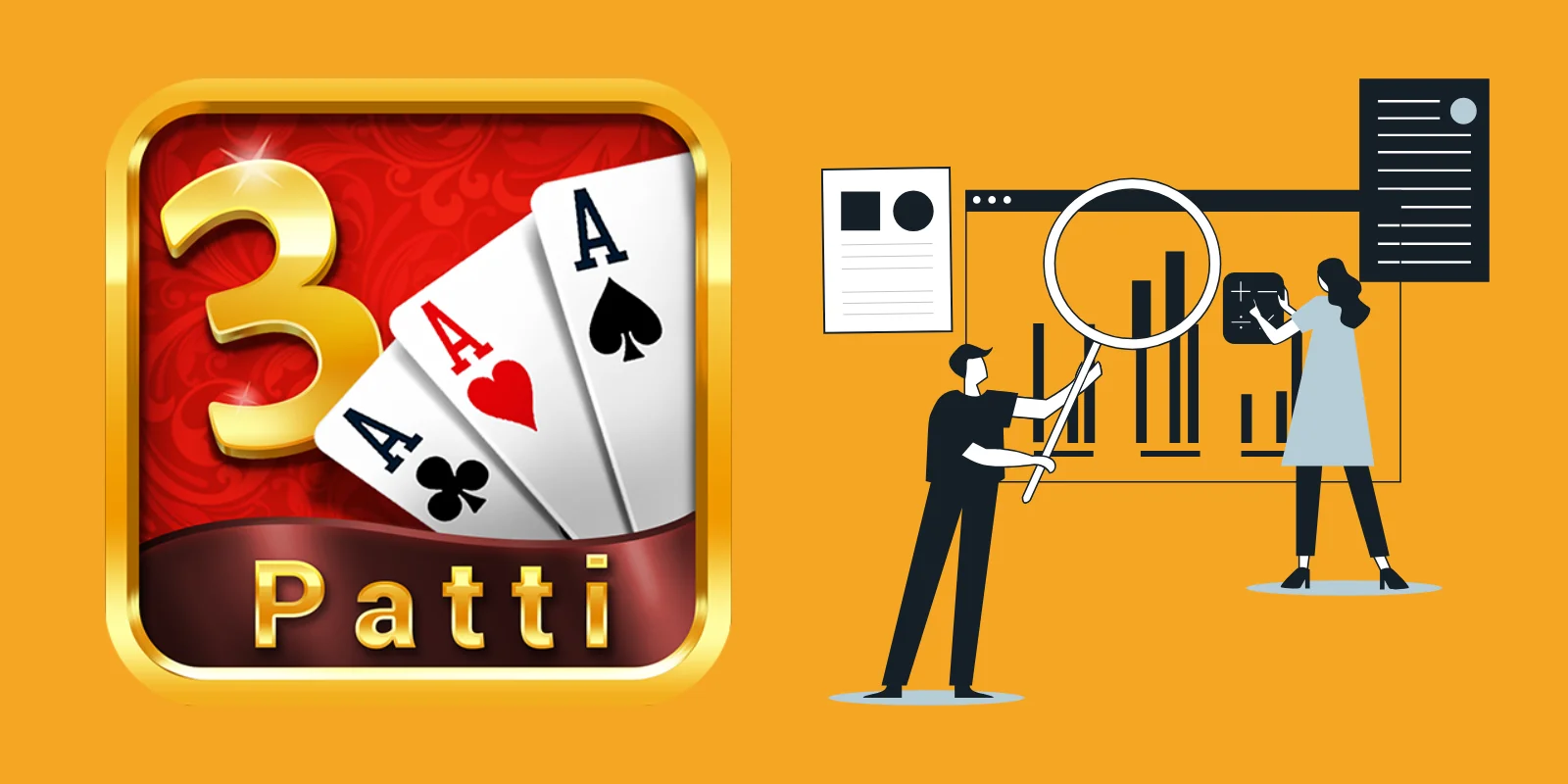 Visual breakdown of three Teen Patti case studies showing blind play strategy slow-play trap and failed bluff